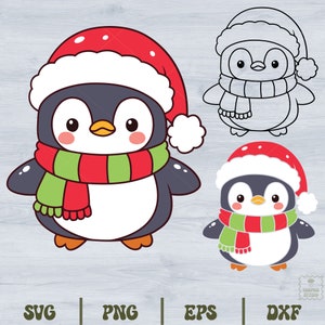 Pingüinos de Navidad, Pingüino Svg, Lindo Pingüino Svg, Niños Cortar Archivos, Niño Niña Pingüino Svg