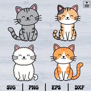 Cute Cats Svg, Cats clipart, Baby Cat Svg, Kawaii kittens Svg