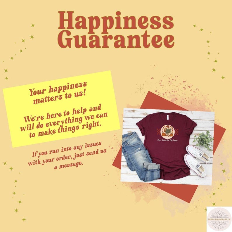 Puede incluir: Una camiseta granate con un dise&ntilde;o gr&aacute;fico circular y el texto "Day Dreamin' in the Leaves" se muestra con vaqueros azules y zapatillas blancas. La imagen tambi&eacute;n incluye el texto "Happiness Guarantee".