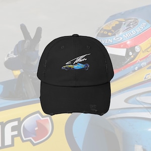 Fernando Alonso Vintage F1 Renault R25 Unisex Distressed Cap with signature