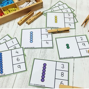 Perle Montessori Nombre Clips Cartes à piquer