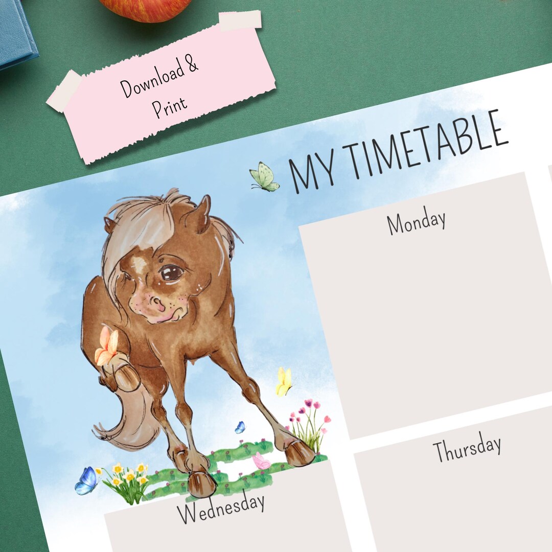 Pitural Timetable Timetable, Horse Picture, Timetable for the Start of School, for ...