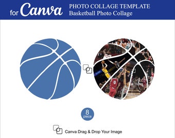 Basketball Photo Collage 8Pcs inside Photo Collage Canva Sport Canva Photo Basketball Collage Template