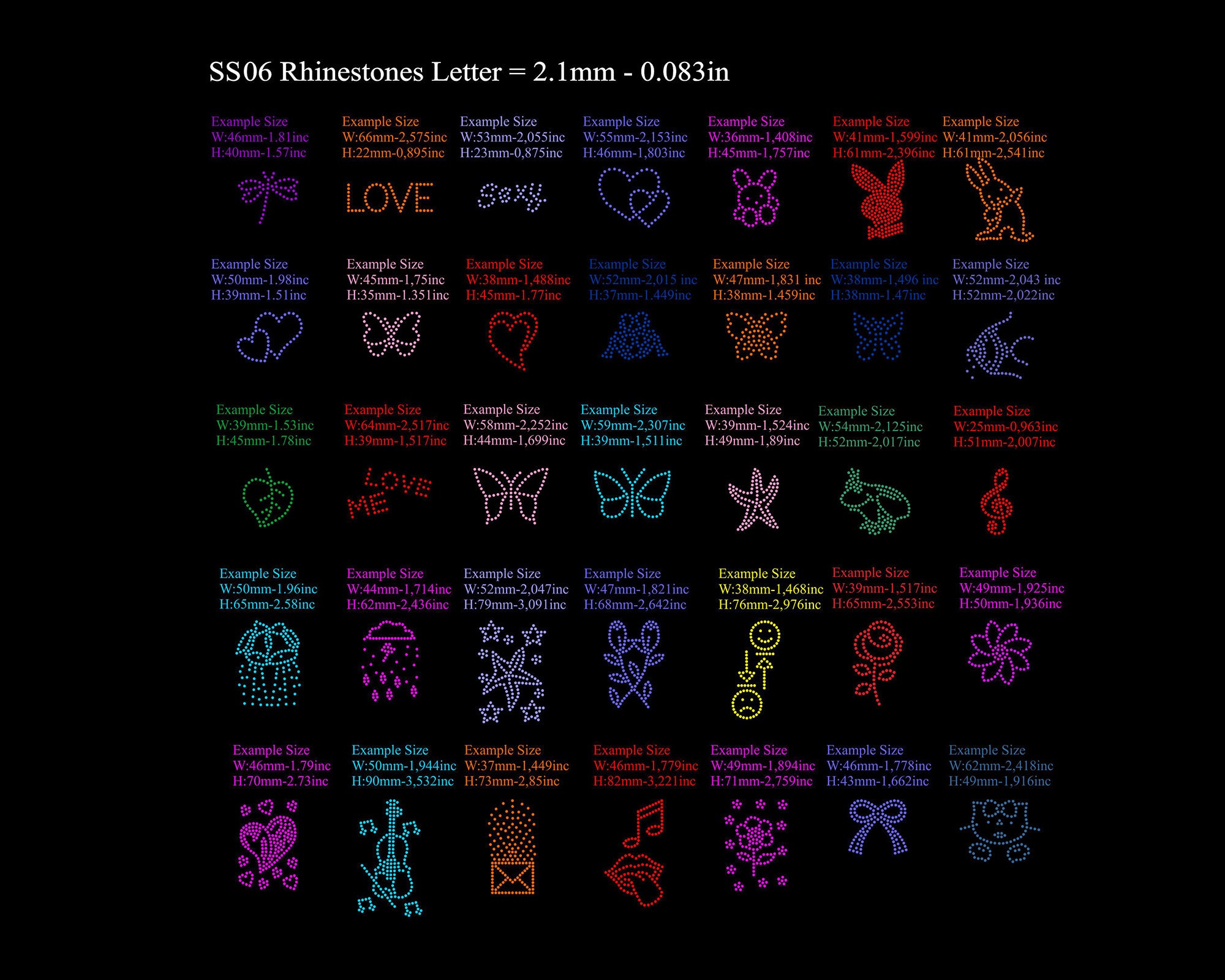 Rhinestone 35 Bundle Small Design Template Random Design Rhinestone ...