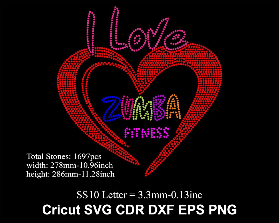Zumba Rhinestone Template Rhinestone I Love Zumba Design Rhinestones Template Design SS10 Size ...