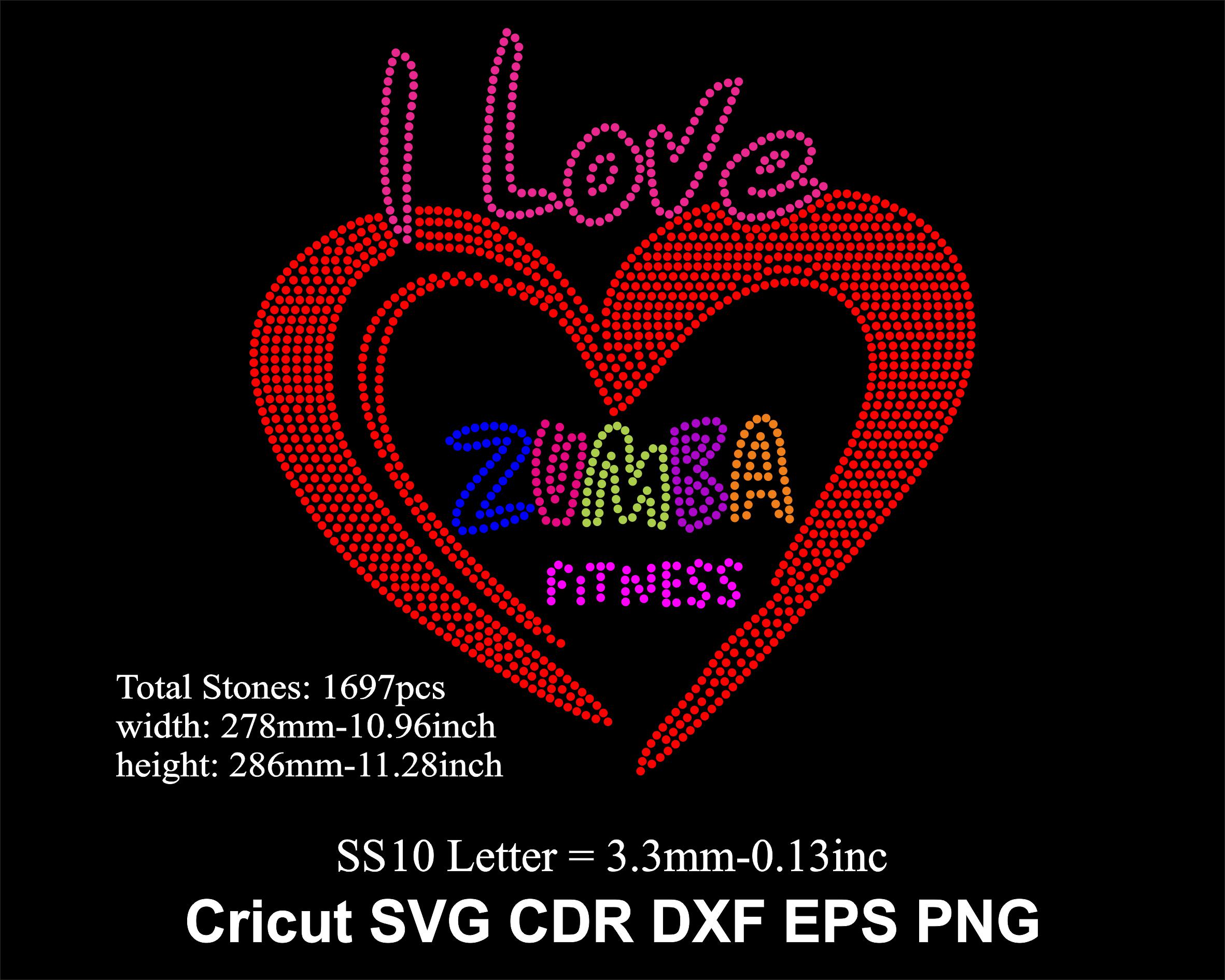 Zumba Rhinestone Template Rhinestone I Love Zumba Design Rhinestones Template Design SS10 Size ...