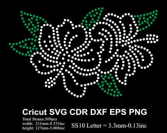 Flower Rhinestone Template SS10 size Colourful Flowers Design Rhinestone for Cricut Svg Dxf Eps Cdr Png