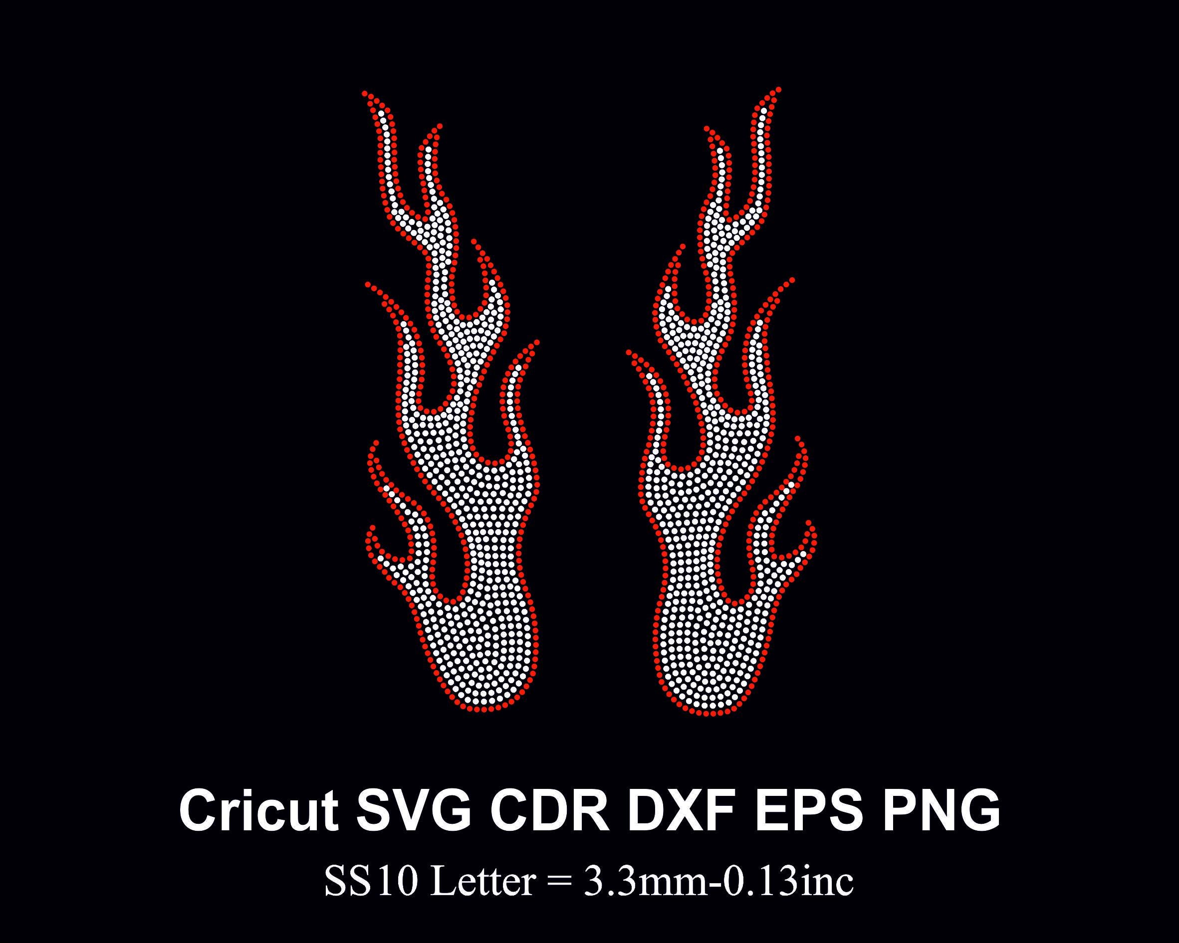 Rhinestone Flame Design Rhinestones Template Two Color SS10 Size for ...