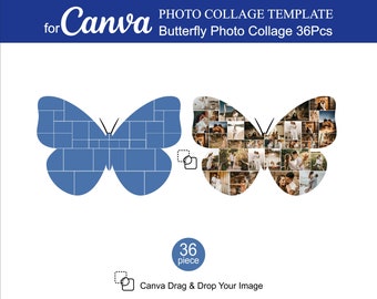 Canva Butterfly Photo Collage Templates 36 Pcs Inside Editable Canva for a Photo Collage Birthdays Anniversaries Stories Collage Gift for