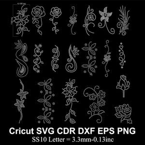 Rhinestone Random Flover 20 Design Template BUNDLE SS06 SS10 Flowers Svg Cdr Eps Dxf Cricut Svg Flowers Rhinestones