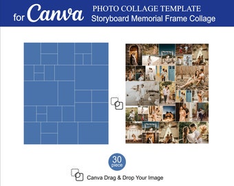 Canvalijsten Sjablonen 30 stuks aan de binnenkant bewerkbare canvas voor een fotocollagelijst Storyboard Memorial Verjaardagen Jubilea Verhalen Collage