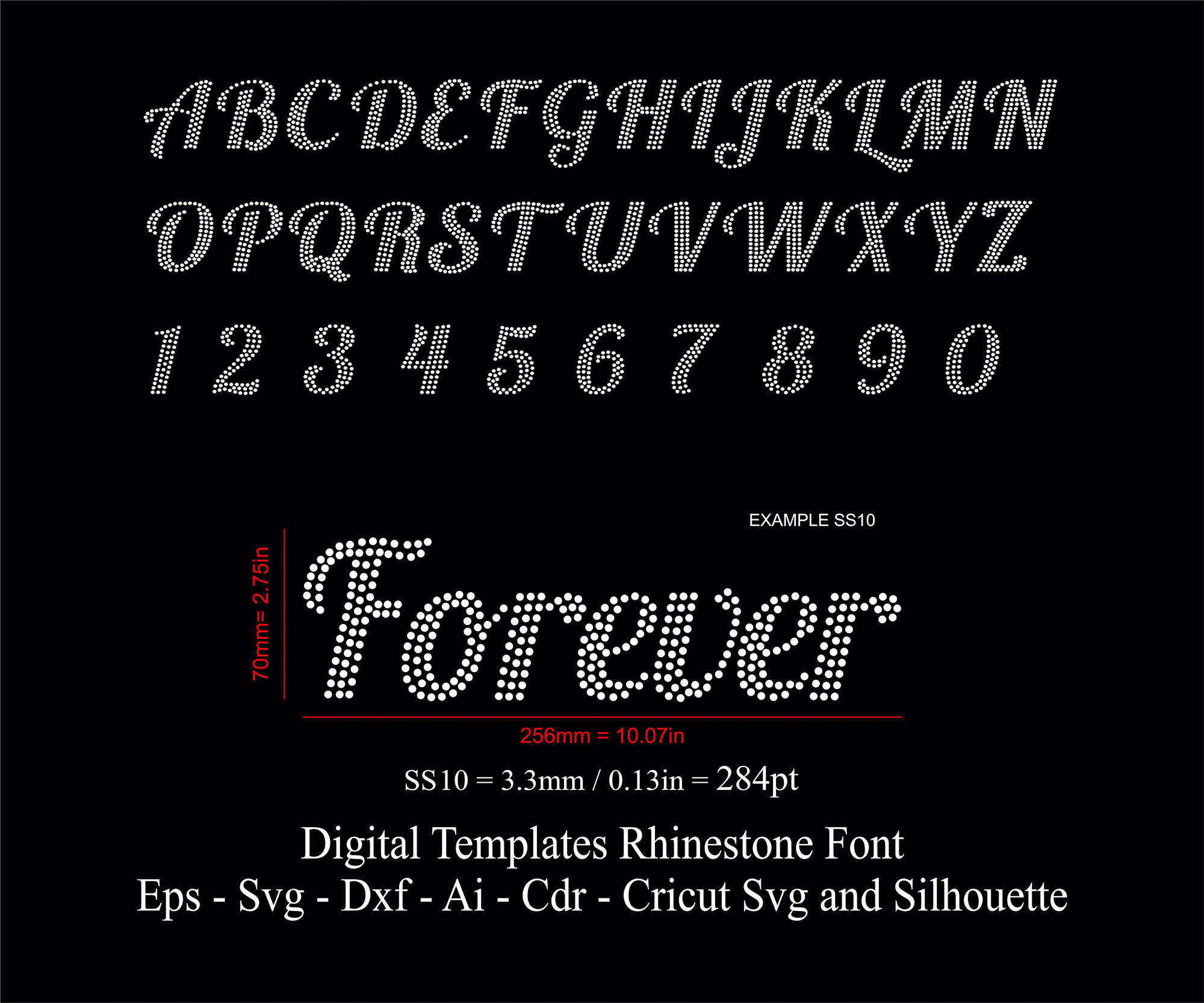 Forever Rhinestone Font Letters Pattern Alphabet Forever Letters SS06 SS10  Rhinestone Font for Cricut Svg Cdr Dxf - Etsy