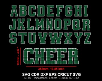 Rhinestone Font CHEER College Alphabet Varsity Sport Letters SS10 Rhinestone Font for Cricut Svg Cdr Dxf 2Colors 4inch