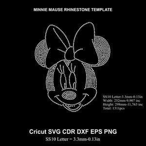 Rhinestone Minnie Rhinestone Template Mause Rhinestone SS10 Size for Cricut Svg Dxf Cdr Eps Png