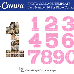 Canva Numbers Photo Collage 20Pcs inside Photo Collage Canva Canva Photo Collage Template Full Digits 0-9