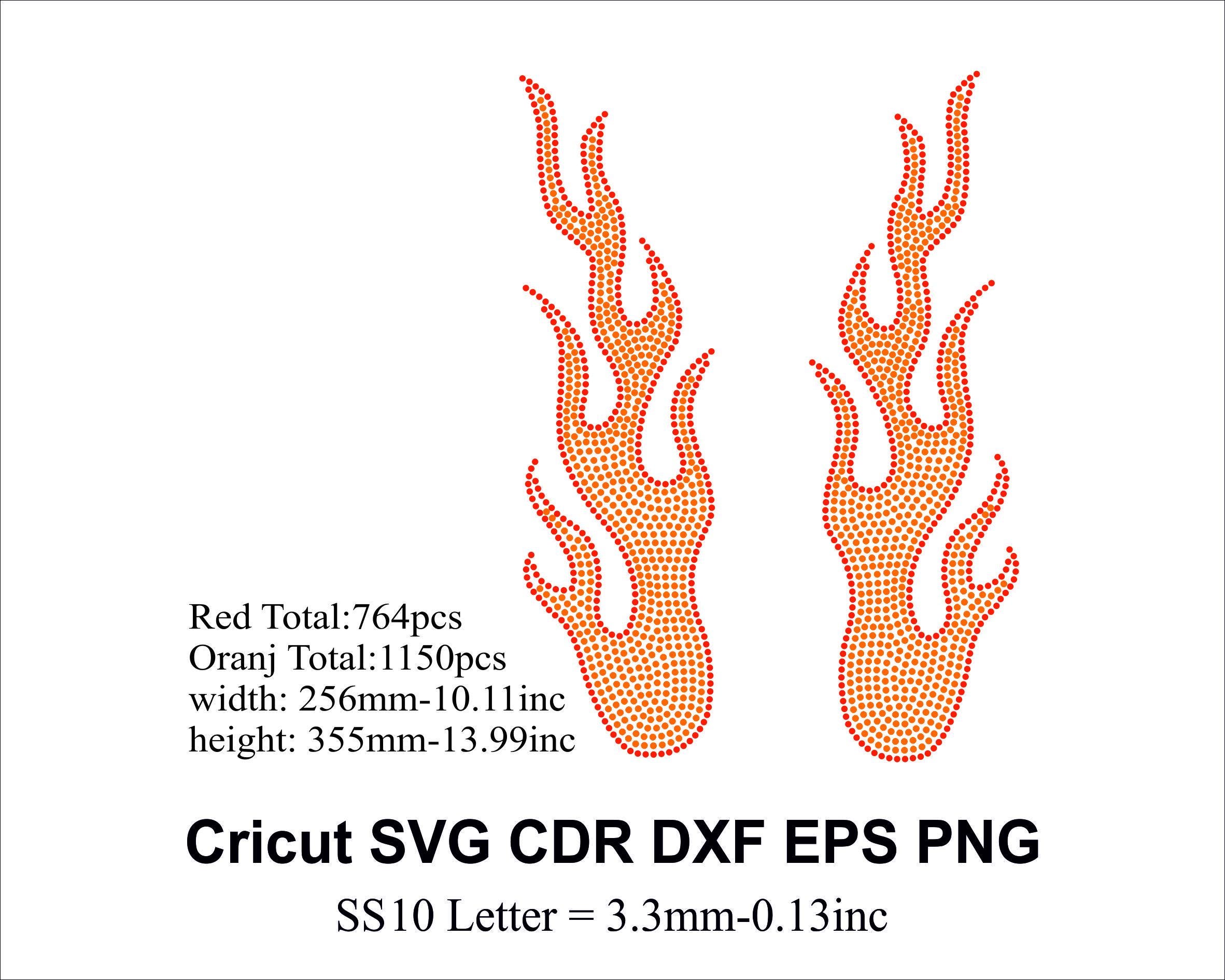 Rhinestone Flame Design Rhinestones Template Two Color SS10 Size for ...