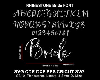 Bride Rhinestone Font Wedding Font Rhinestone Alphabet Letters SS10 Rhinestone Font for Cricut Svg Cdr Dxf