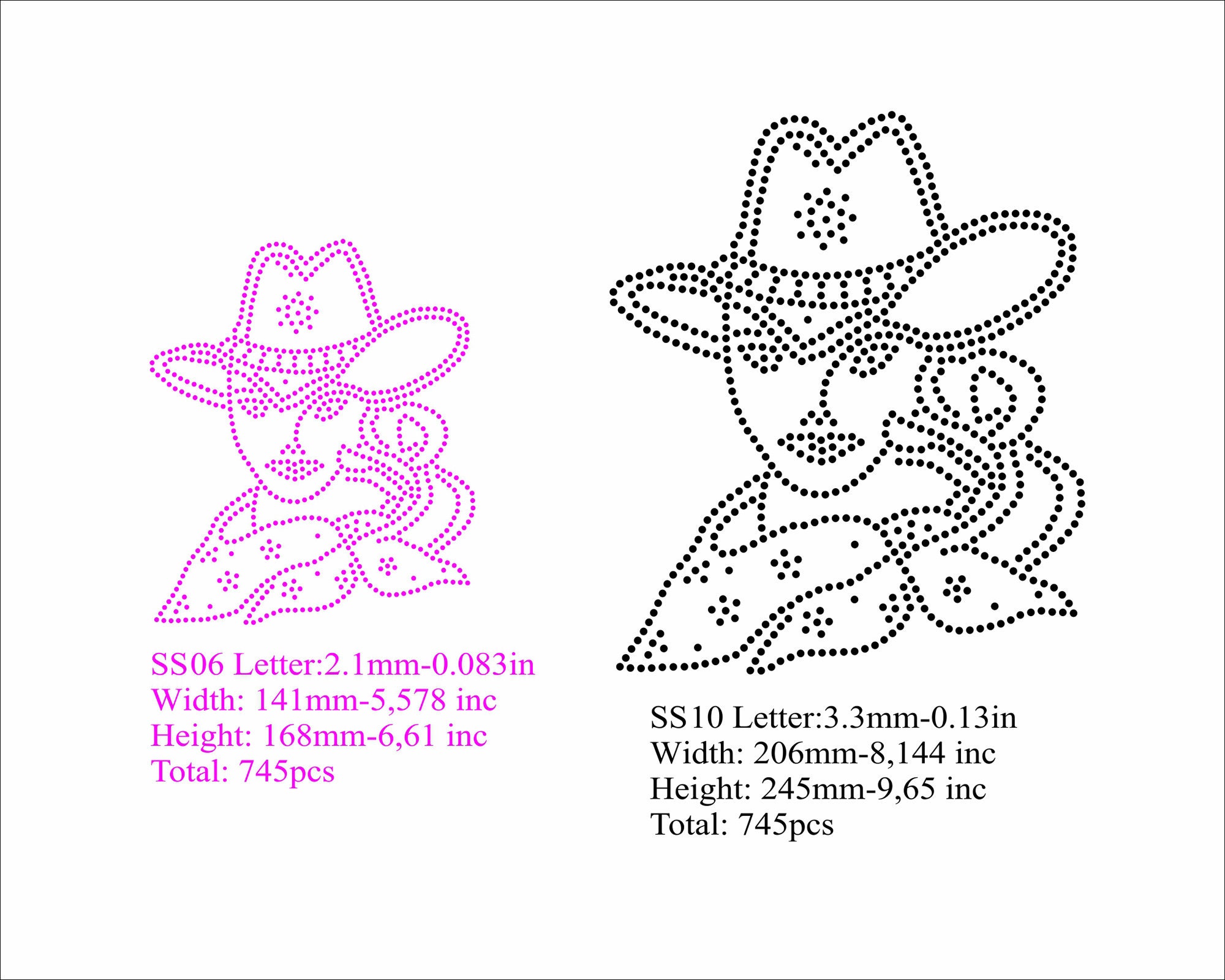 Cowgirl Rhinestone Template SS06 and SS10 Size Cow Girl Design - Etsy