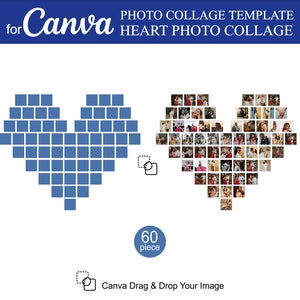 Canva Heart Photo Collage Templates 60 Pcs Inside Editable Canva for a Photo Collage Birthdays Anniversaries Stories Collage Gift for Your