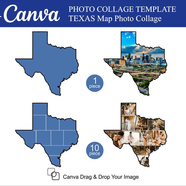 Texas Photo Collage for Canva 1-10pcs inside Photo Collage Texas Map Design Photo Fill Editable Maps Photo Texas Collage