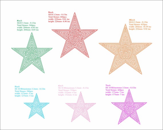 Star Rhinestone BUNDLE 6design Star Template SS10 Svg Cdr