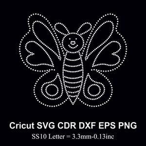 Rhinestone Heart Butterfly Rhinestones Template SS10 Size for Cricut Svg Dxf Cdr Eps Png