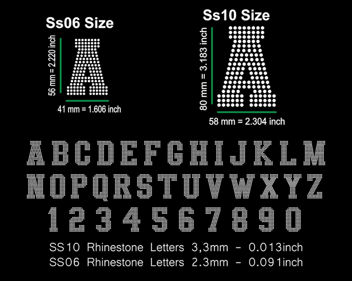 CHEER Rhinestone Font Letters Pattern Alphabet Cheer Letters SS06 SS10 ...