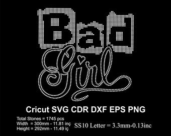 Bad Girls Rhinestone Template SS10 size BadGirls Design Rhinestone Girl Template Svg for Cricut Svg Dxf Eps Cdr Png