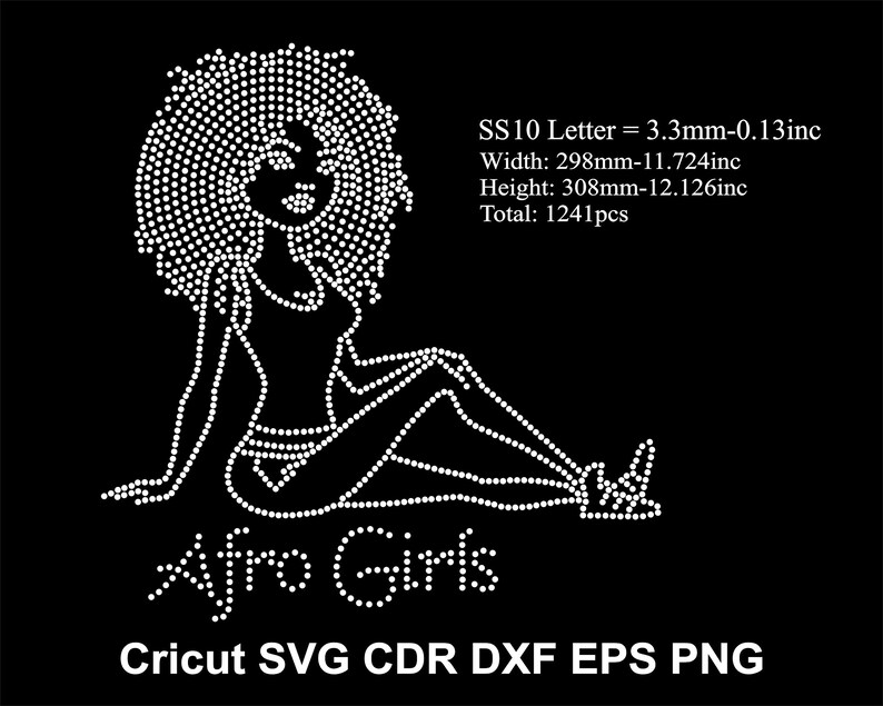 Afro Girls Rhinestone Template Afro Lady Rhinestone Afro Women Design ...