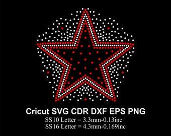 Plantilla de diamantes de imitación de estrella ss06 SS10 tamaño Diseño de estrellas Diamantes de imitación Svg para Cricut Svg Dxf Eps Cdr Png