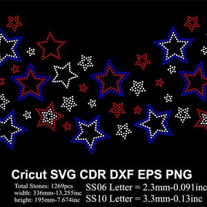 Star Rhinestone Template ss06 SS10 size Stars Design Rhinestone Svg for Cricut Svg Dxf Eps Cdr Png