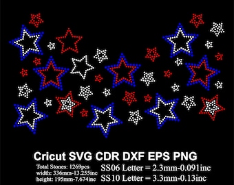 Plantilla de diamantes de imitación de estrella ss06 SS10 tamaño Diseño de estrellas Diamantes de imitación Svg para Cricut Svg Dxf Eps Cdr Png