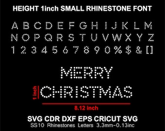 Small Font Rhinestone 1inch Alphabet Rhinestone Alphabet SS10 Letters Rhinestone Font for Cricut Svg Cdr Dxf Eps