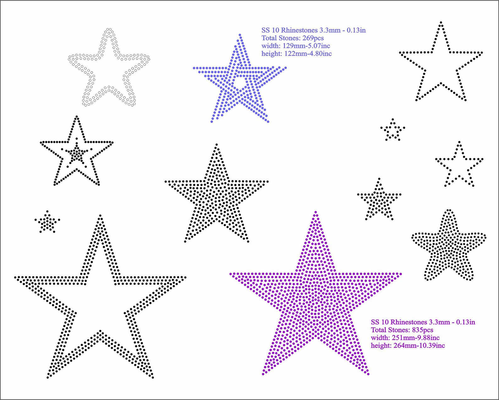 Starlight Rhinestone Design Star Rhinestone BUNDLE 12 Design Star Template SS10 Svg Cdr Eps Dxf ...