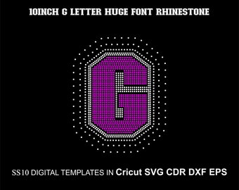 Capital Letter G Rhinestone Huge Letters College Alphabet Font Two Colors SS10 Rhinestone Big Font for Cricut Svg Cdr Dxf Eps 10inch