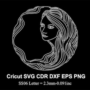 Girl Rhinestone Template SS06 size Woman Design Rhinestone for Cricut Svg Dxf Eps Cdr Png