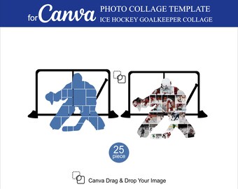 Canva Ice Hockey Goalkeeper Photo Collage Templates 38 Pcs Inside Editable Canva for a Photo Collage Birthdays Anniversaries Stories Collage