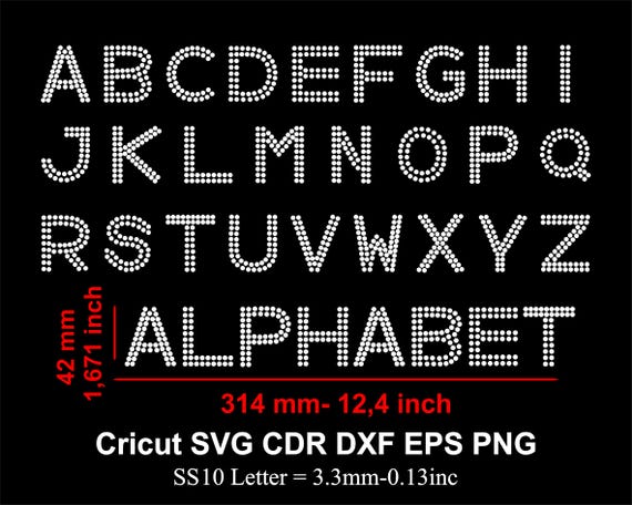 フォント：アルファベット ラインストーンアルファベットデザイン SS10 ラインストーン文字