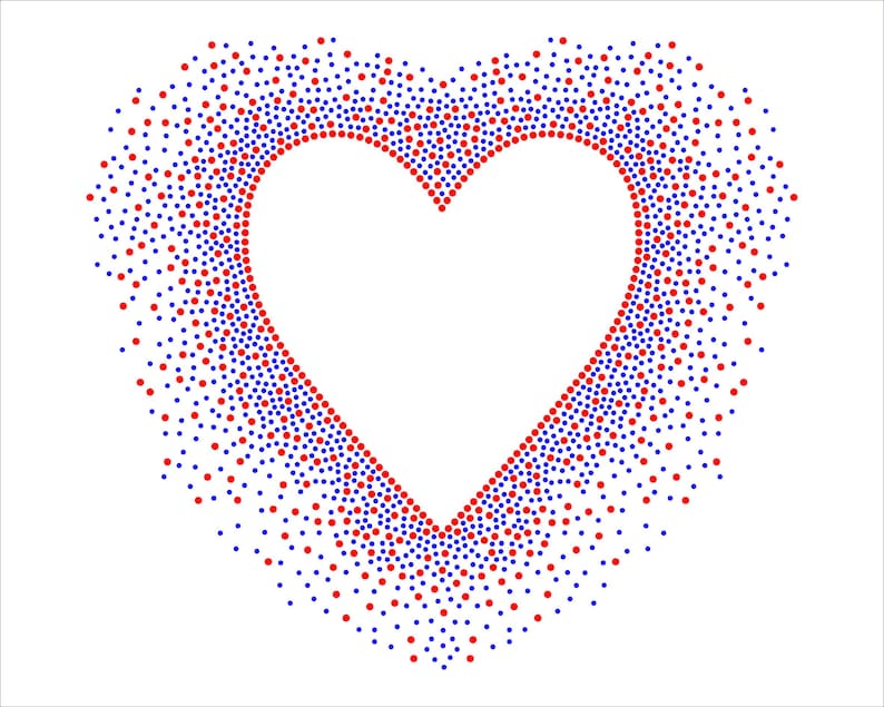 Heart Vector Rhinestone Rhinestone Heart Rhinestones Template Ss06 Ss10 Size for Cricut Svg Dxf ...