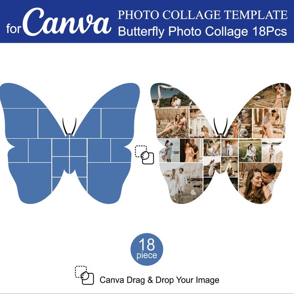 Canva Butterfly Photo Collage Templates 18 Pcs Inside Editable Canva for a Photo Collage Birthdays Anniversaries Stories Collage Gift for