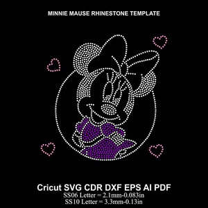 Rhinestone Minnie Rhinestone 3Color Template Mause Rhinestone SS06 SS10 Size for Cricut Svg Dxf Cdr Eps Png