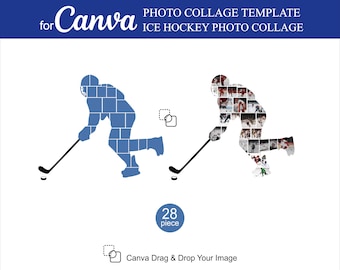 Canva Ice Hockey Player Photo Collage Templates 28 Pcs Inside Editable Canva for a Photo Collage Birthdays Anniversaries Stories Collage
