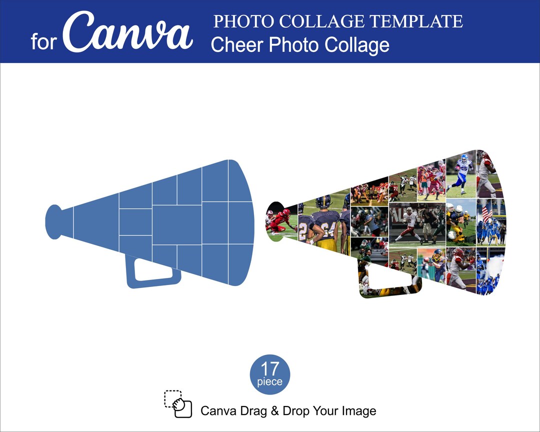 Canva Cheer Design Photo Collage Templates 17 Pcs Inside Editable Canva ...