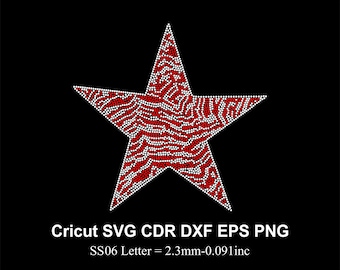 Plantilla de diamantes de imitación de estrella tamaño ss06 Diseño de estrellas Diamantes de imitación Svg para Cricut Svg Dxf Eps Cdr Png