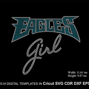 Eagles Girl Rhinestone Eagles Rhinestones SS10 Eagles Girl Rhinestones Sport Eagles Rhinestone Svg Cdr Eps Dxf for Cricut Svg