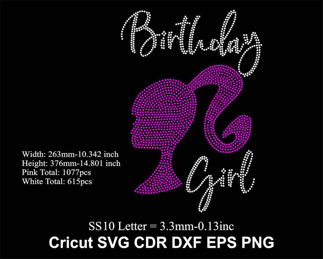 Birthday Girl Rhinestone Doll Template SS10 Size Girl Design Rhinestone ...