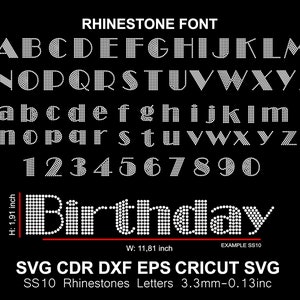 Birthday Rhinestone Font Brodway Letters Font Rhinestone Alphabet Letters Rhinestones Font for Cricut Svg Cdr Dxf