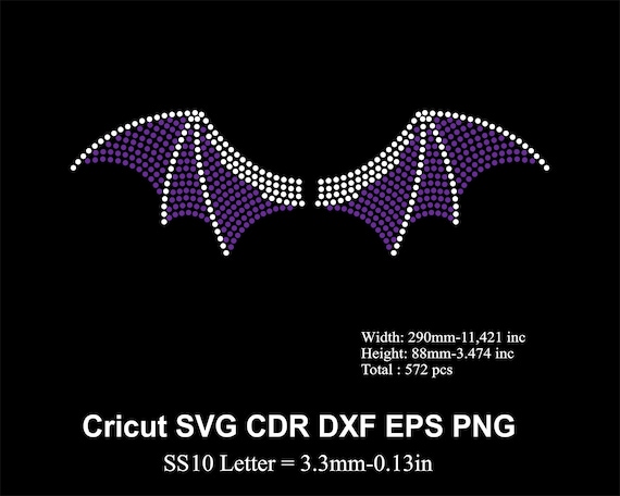 Bat Wings Rhinestone Template SS10 Size Wings Rhinestone Bat