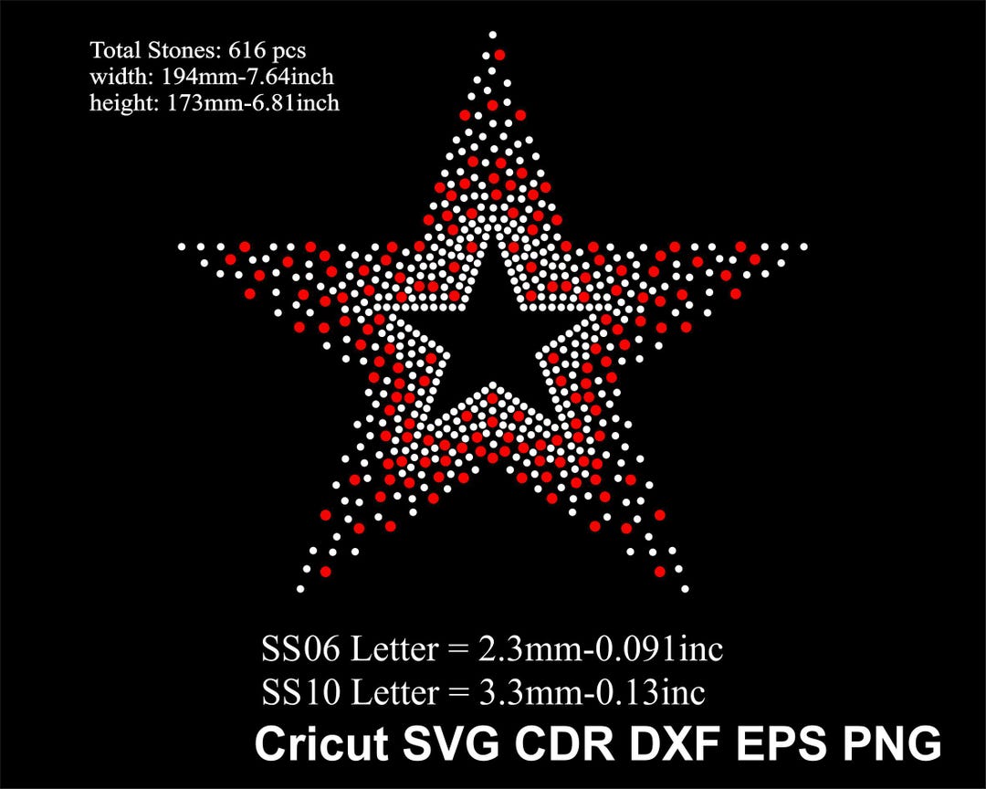 Star Rhinestone Template Ss06 SS10 Size Stars Design Rhinestone Svg for ...
