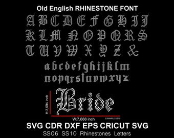 Old English Rhinestone Letters Rhinestones Alphabet SS06 SS10 Size Rhinestone Font Old English Alphabet or Cricut Svg, Cdr Eps Dxf